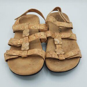 Vionic Sandals Womens 7 Strappy Cork Gold 4AMBER Amber TVW1275